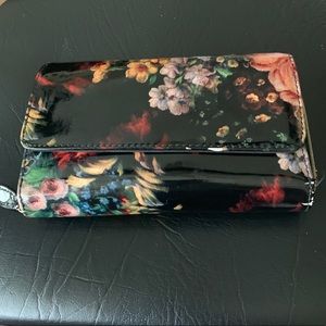 Oversized black and floral wallet